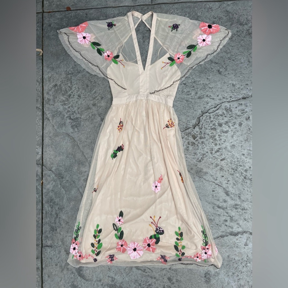 zara Floral Embroidered mesh beaded Dress - Picture 14 of 14
